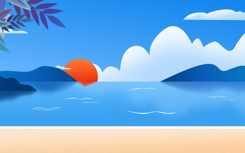 五一劳动节度假旅游沙滩风景背景,插画/手绘图,插画/手绘图库,插画/手绘图下载,插画/手绘